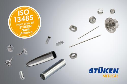 Eine Auswahl an Metall-Tiefziehteilen von STÜKEN, die ISO 13485 Anforderungen erfüllen