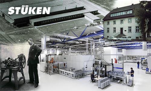 Collage von STÜKEN Produktionsstandorten: Symbolbild für 90 Jahre Innovation
